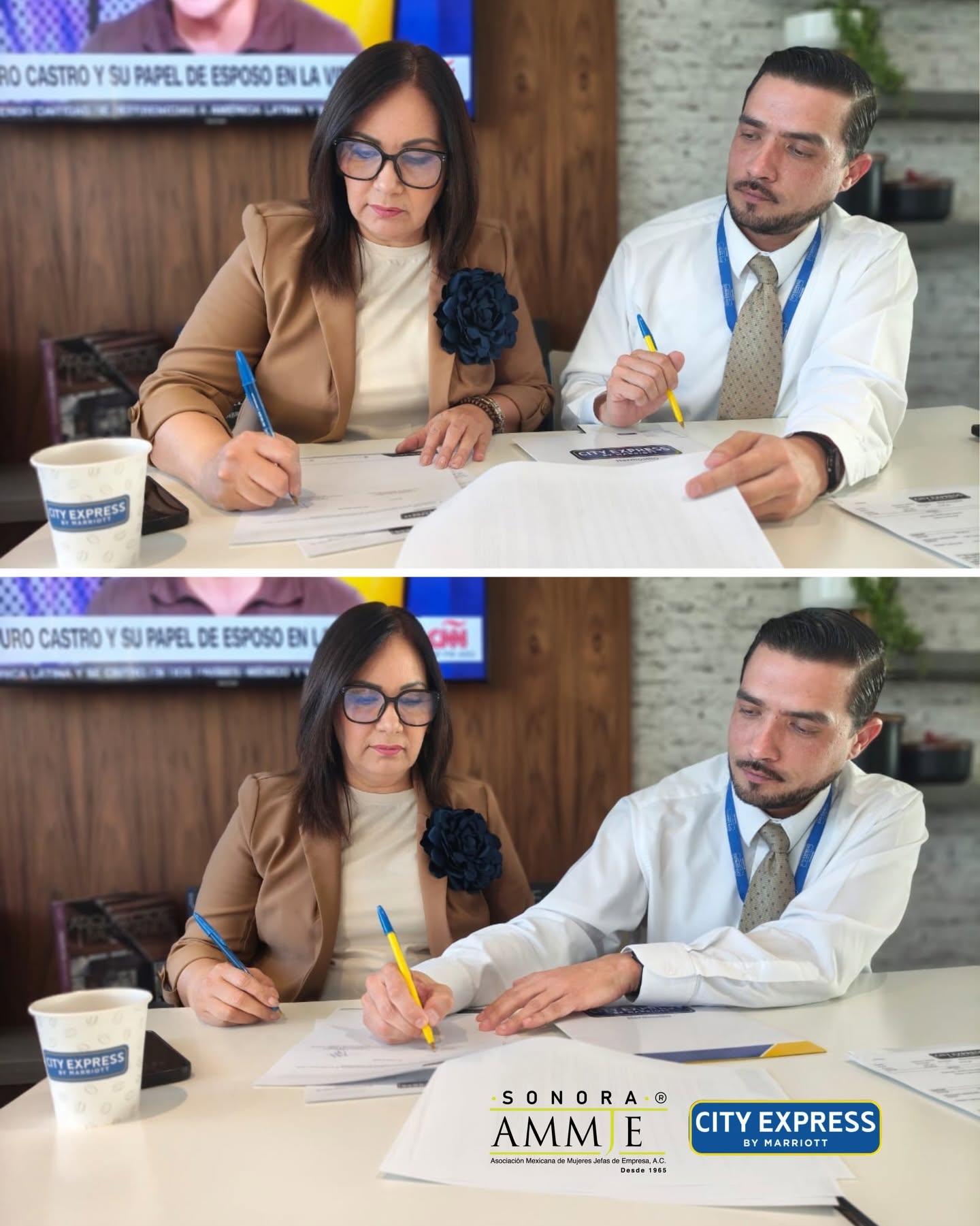 Firma de convenio entre AMMJE Sonora y City Express by Marriott